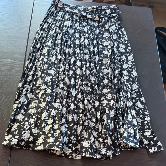 Skies Are Blue Black and White Floral A-Line Skirt - Picture 1 of 3